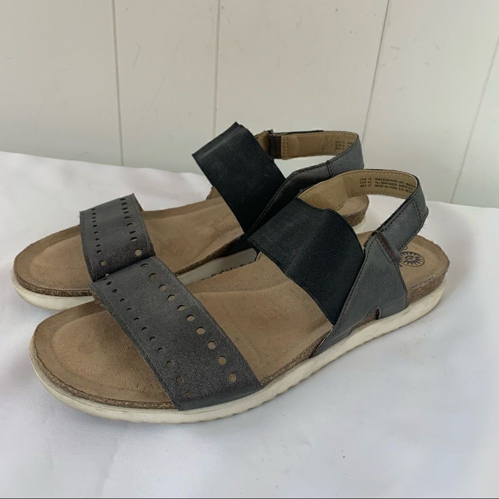 Womens Earth Spirit Size 10 Double Strap Gelron Cushion Platform Sandal Pewter